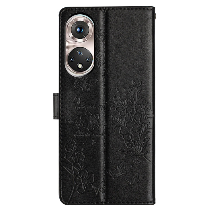 For Huawei P50 Pro Butterflies And Flowers Leather Phone Case