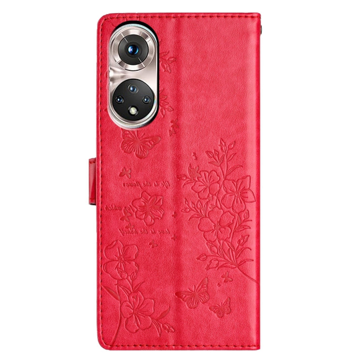 For Huawei P50 Pro Butterflies And Flowers Leather Phone Case