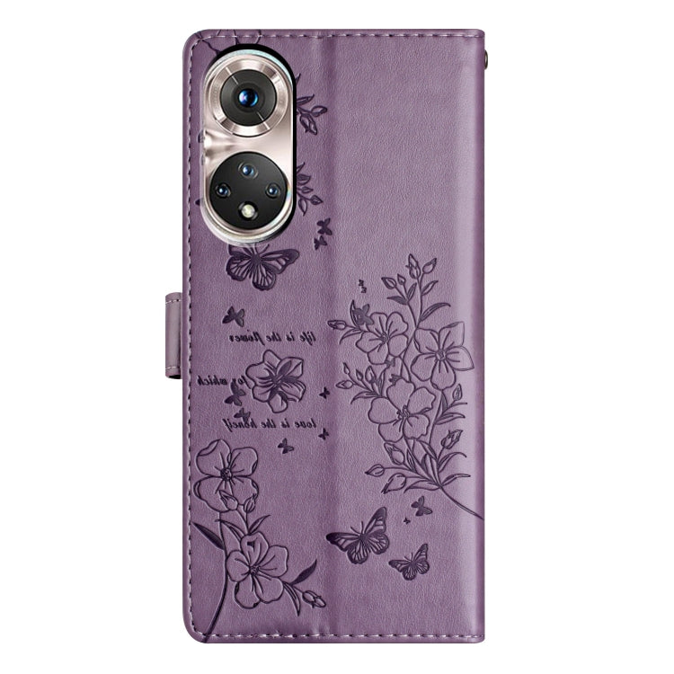 For Huawei P50 Pro Butterflies And Flowers Leather Phone Case