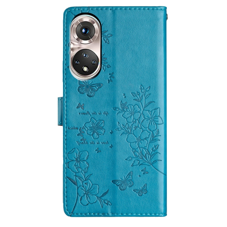 For Huawei P50 Pro Butterflies And Flowers Leather Phone Case