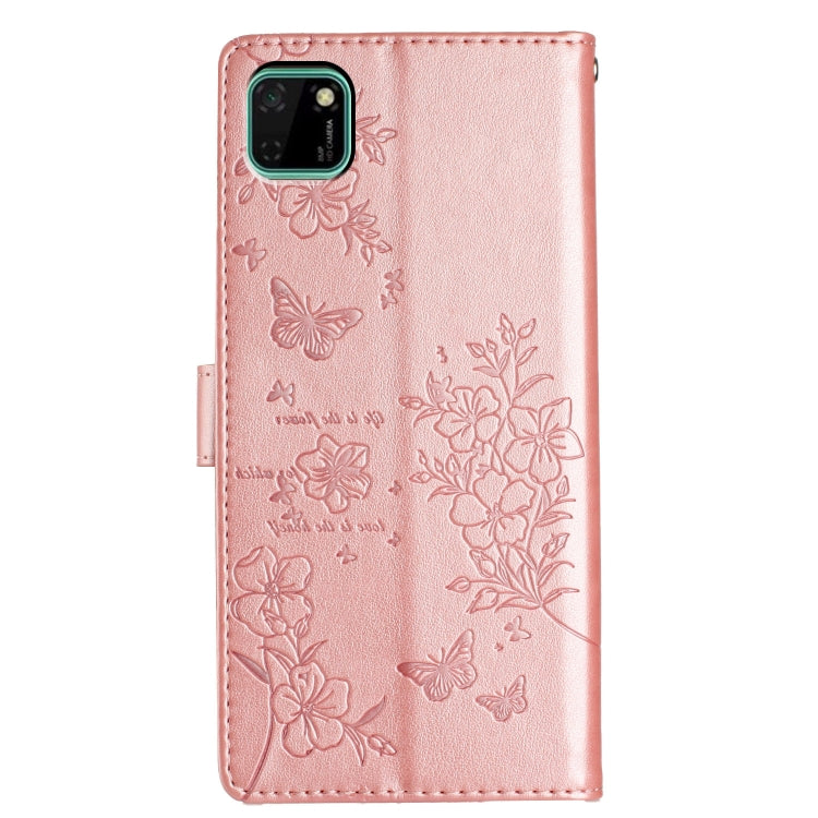 For Huawei Y5p Butterflies And Flowers Leather Phone Case