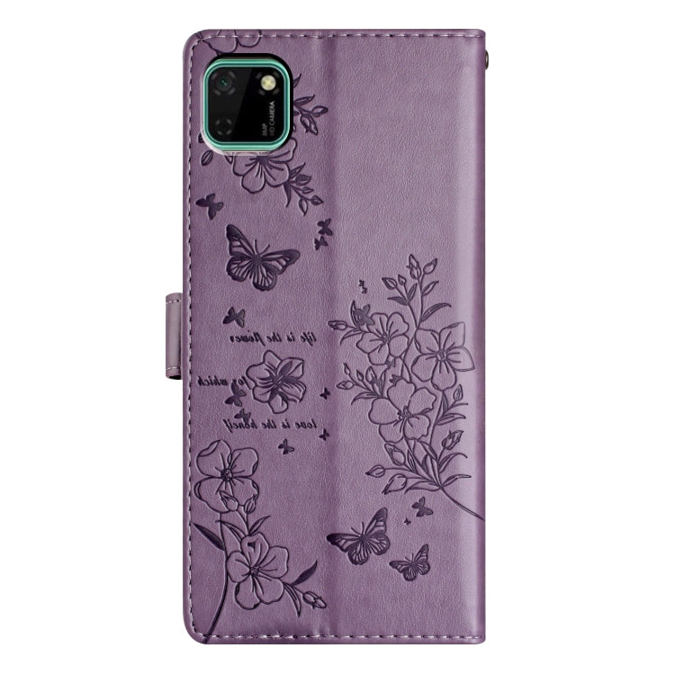 For Huawei Y5p Butterflies And Flowers Leather Phone Case