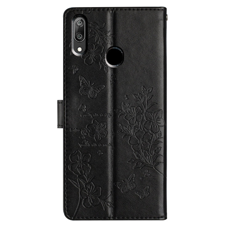 For Huawei Y6 2019 Butterflies And Flowers Leather Phone Case