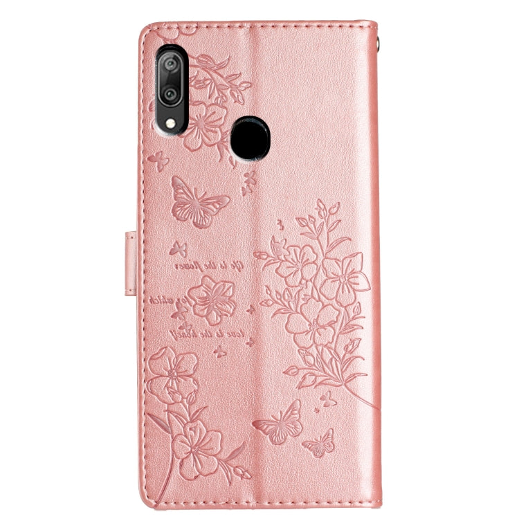 For Huawei Y6 2019 Butterflies And Flowers Leather Phone Case
