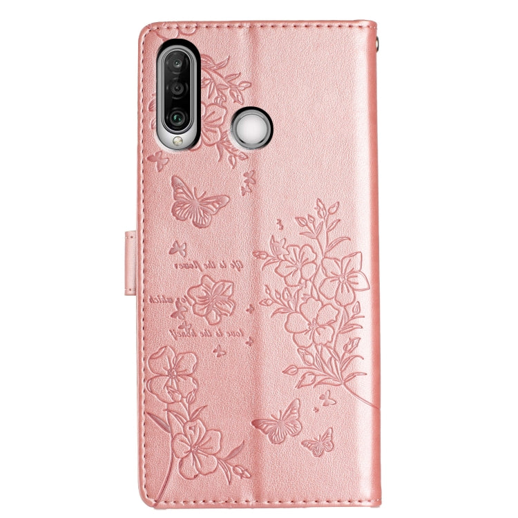 For Huawei Y6p Butterflies And Flowers Leather Phone Case