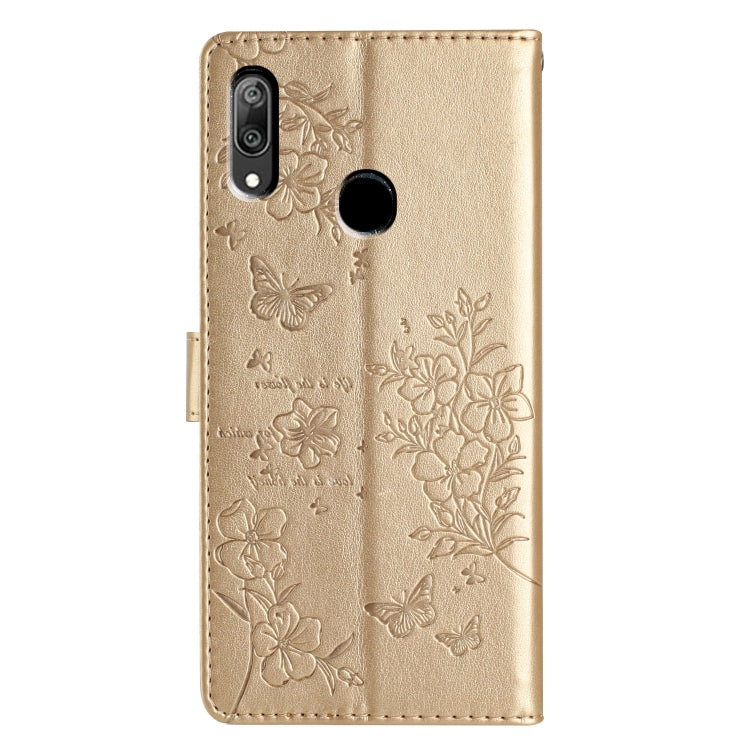 For Huawei Y7 2019 Butterflies And Flowers Leather Phone Case