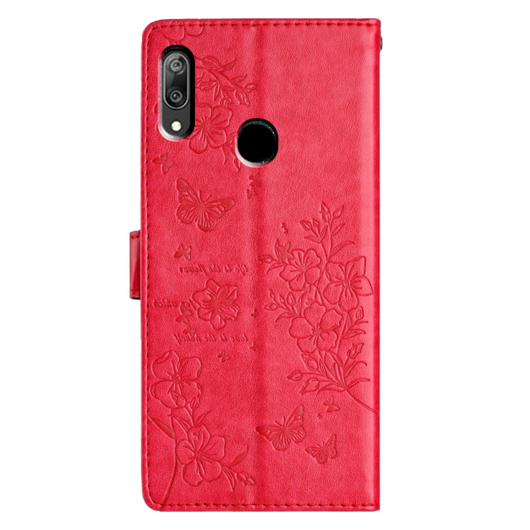 For Huawei Y7 2019 Butterflies And Flowers Leather Phone Case