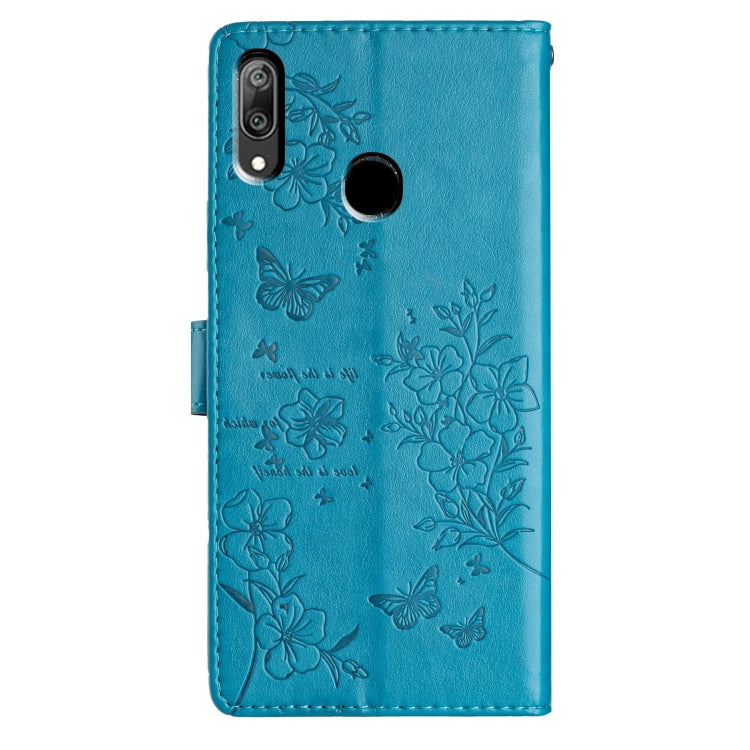 For Huawei Y7 2019 Butterflies And Flowers Leather Phone Case