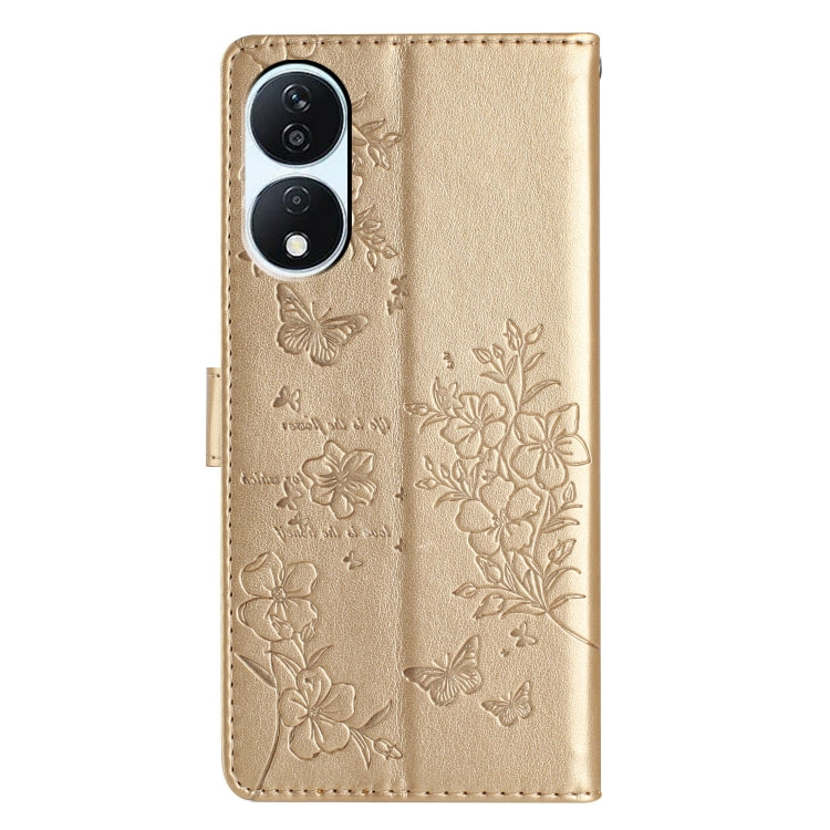 For Honor X7b Butterflies And Flowers Leather Phone Case