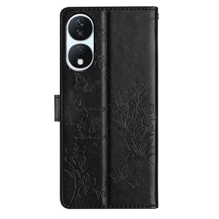 For Honor X7b Butterflies And Flowers Leather Phone Case