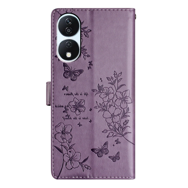 For Honor X7b Butterflies And Flowers Leather Phone Case