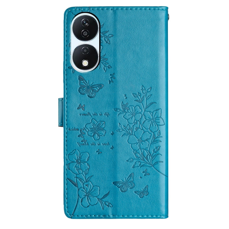 For Honor X7b Butterflies And Flowers Leather Phone Case