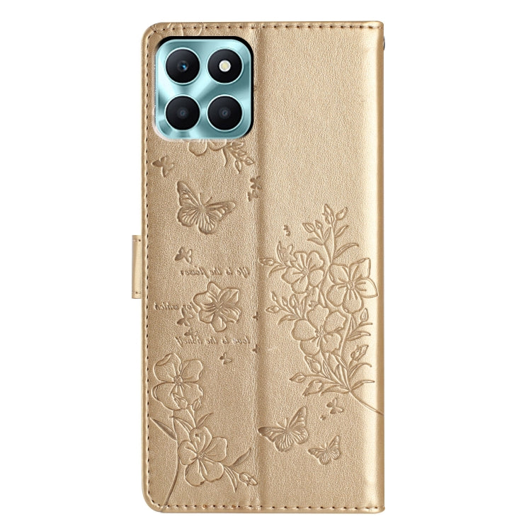 For Honor X8a Butterflies And Flowers Leather Phone Case