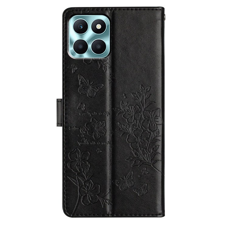 For Honor X8a Butterflies And Flowers Leather Phone Case