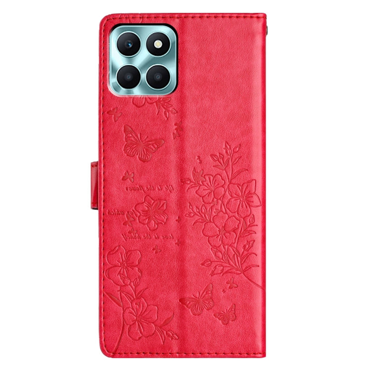 For Honor X8a Butterflies And Flowers Leather Phone Case