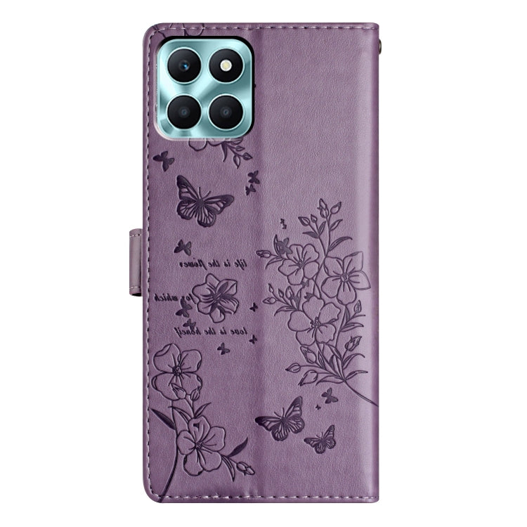 For Honor X8a Butterflies And Flowers Leather Phone Case