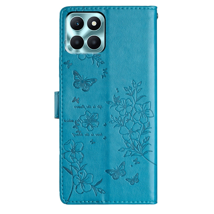 For Honor X8a Butterflies And Flowers Leather Phone Case