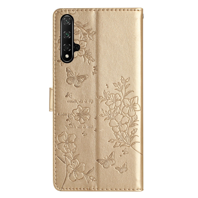 For Honor 20 Butterflies And Flowers Leather Phone Case