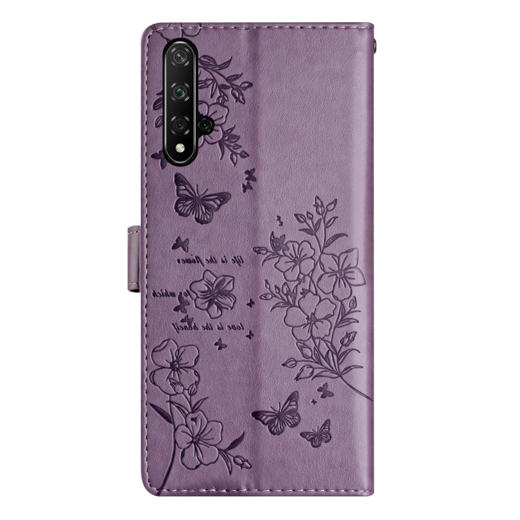 For Honor 20 Butterflies And Flowers Leather Phone Case