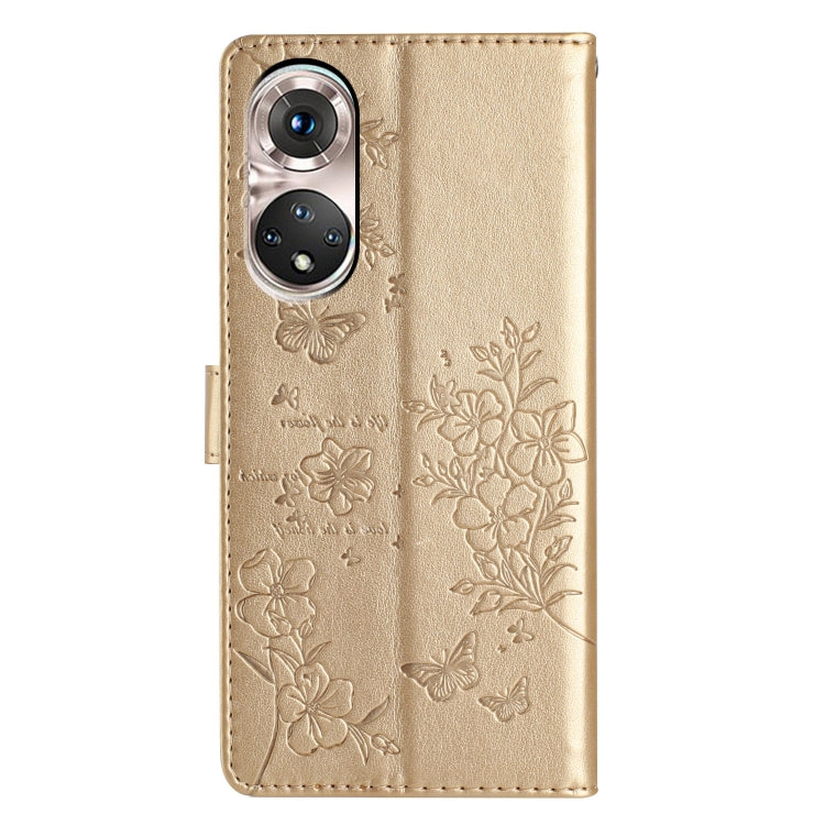 For Honor 50 5G Butterflies And Flowers Leather Phone Case