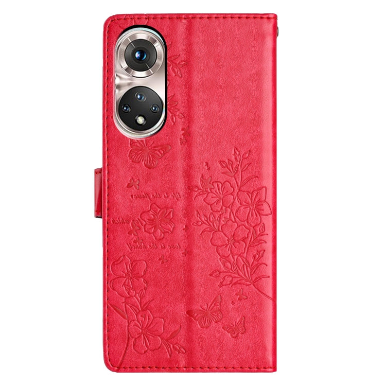 For Honor 50 5G Butterflies And Flowers Leather Phone Case