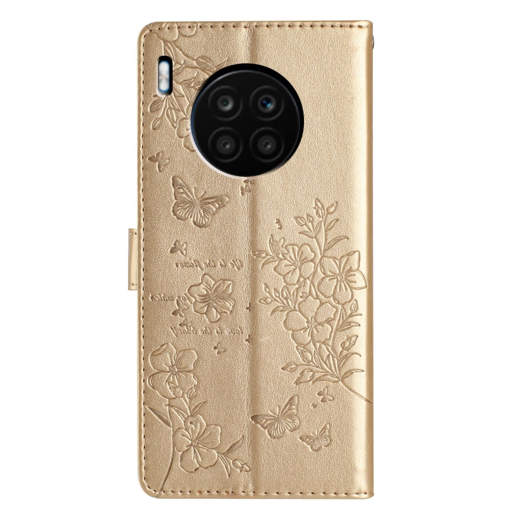 For Honor 50 Lite Butterflies And Flowers Leather Phone Case