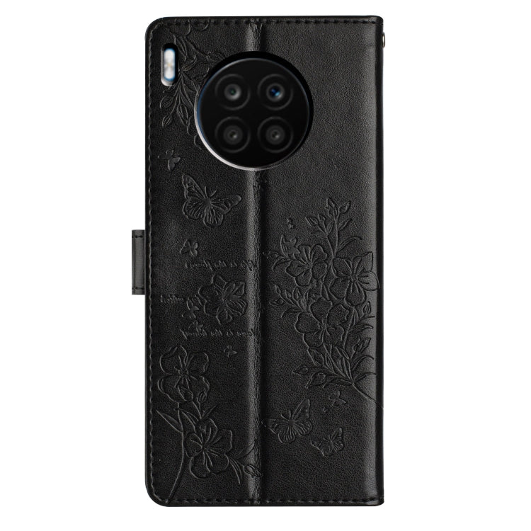 For Honor 50 Lite Butterflies And Flowers Leather Phone Case