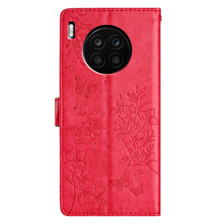 For Honor 50 Lite Butterflies And Flowers Leather Phone Case