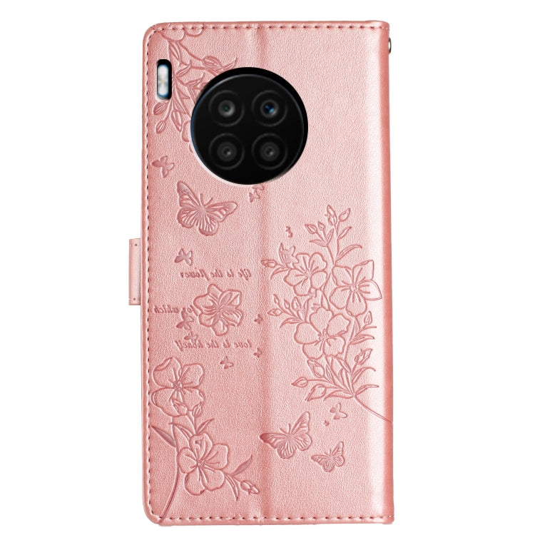 For Honor 50 Lite Butterflies And Flowers Leather Phone Case
