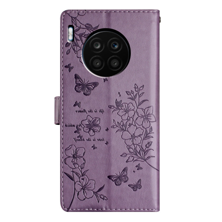 For Honor 50 Lite Butterflies And Flowers Leather Phone Case