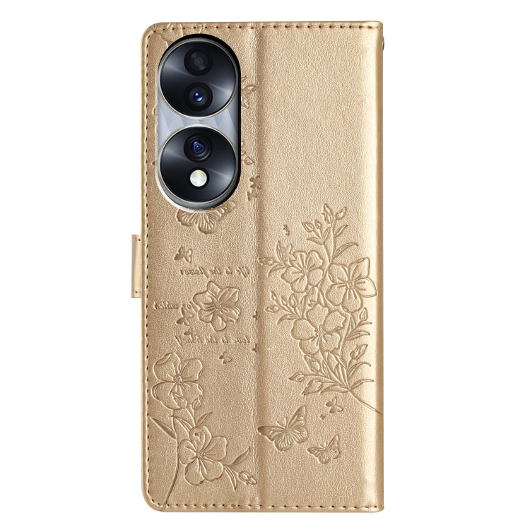 For Honor 70 5G Butterflies And Flowers Leather Phone Case