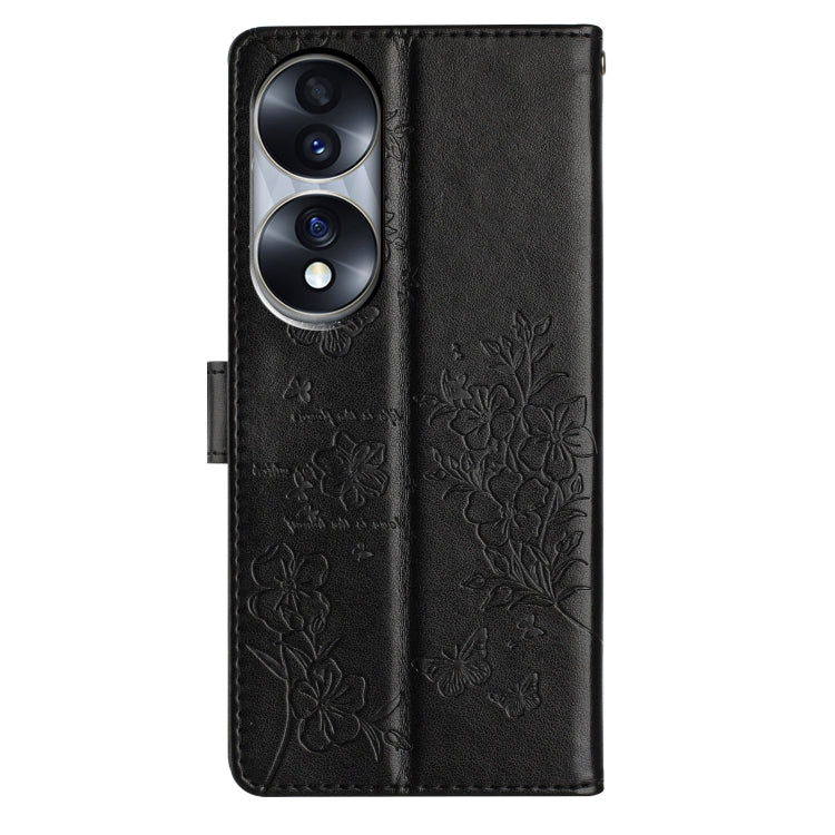 For Honor 70 5G Butterflies And Flowers Leather Phone Case