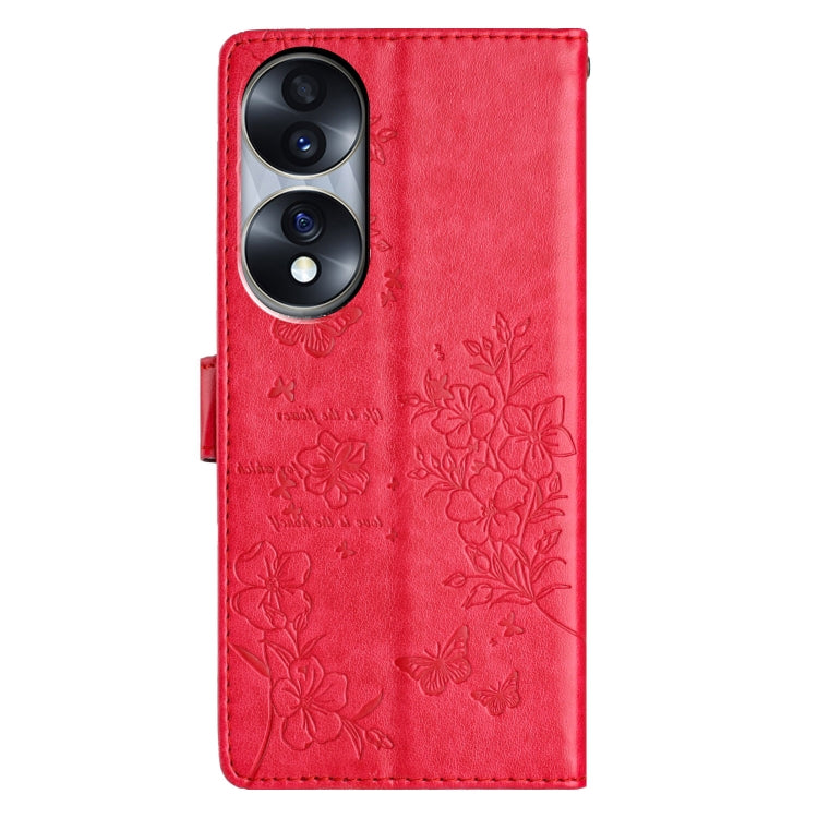 For Honor 70 5G Butterflies And Flowers Leather Phone Case