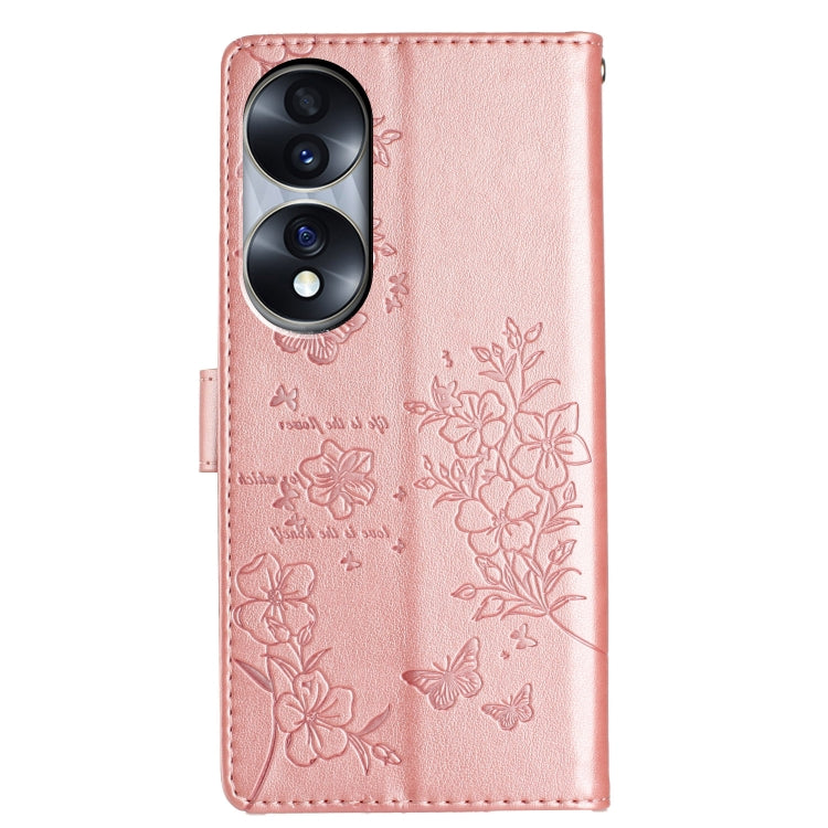 For Honor 70 5G Butterflies And Flowers Leather Phone Case