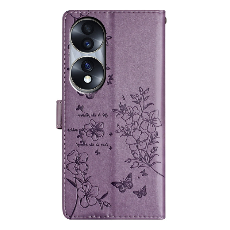 For Honor 70 5G Butterflies And Flowers Leather Phone Case