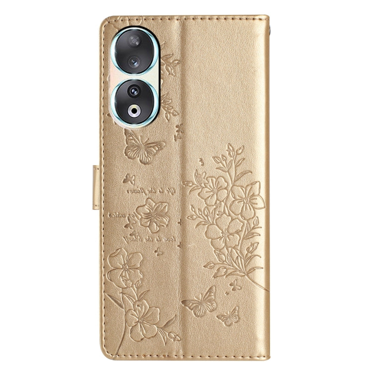 For Honor 90 Butterflies And Flowers Leather Phone Case