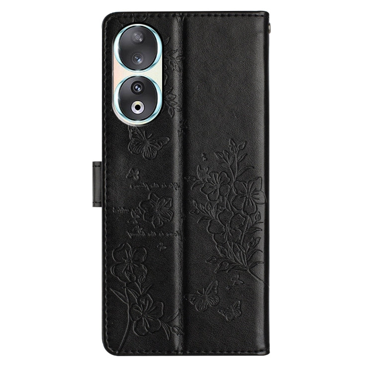 For Honor 90 Butterflies And Flowers Leather Phone Case