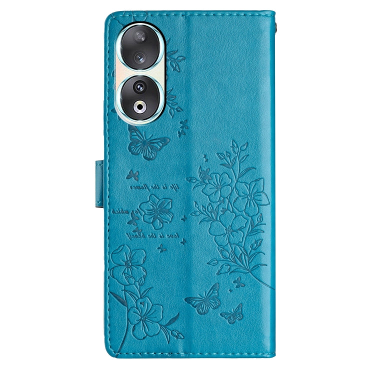 For Honor 90 Butterflies And Flowers Leather Phone Case