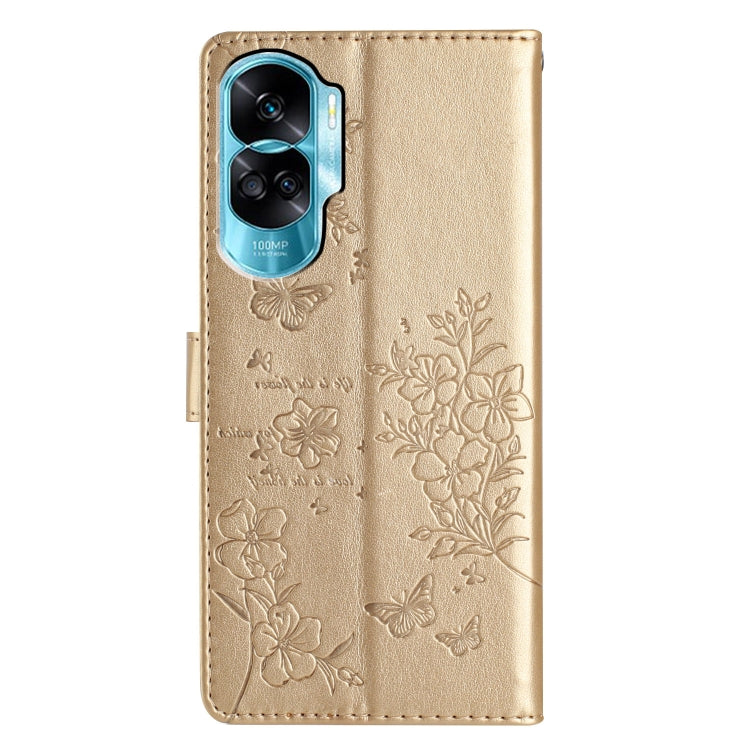For Honor 90 Lite Butterflies And Flowers Leather Phone Case