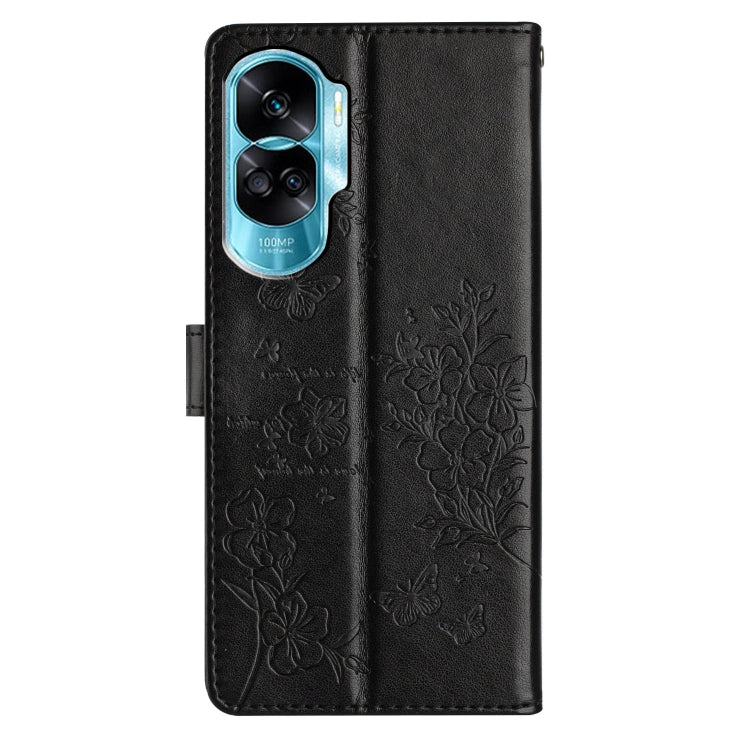 For Honor 90 Lite Butterflies And Flowers Leather Phone Case
