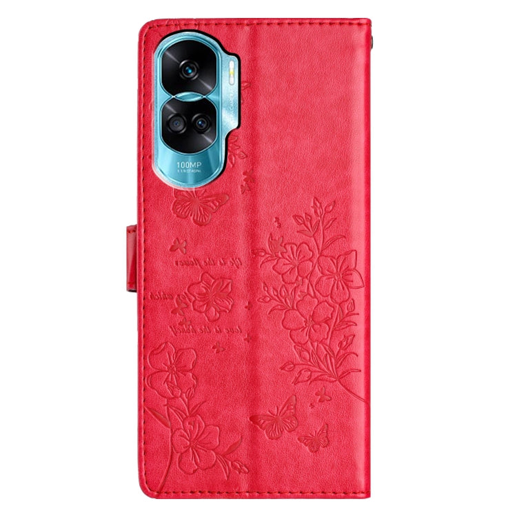 For Honor 90 Lite Butterflies And Flowers Leather Phone Case