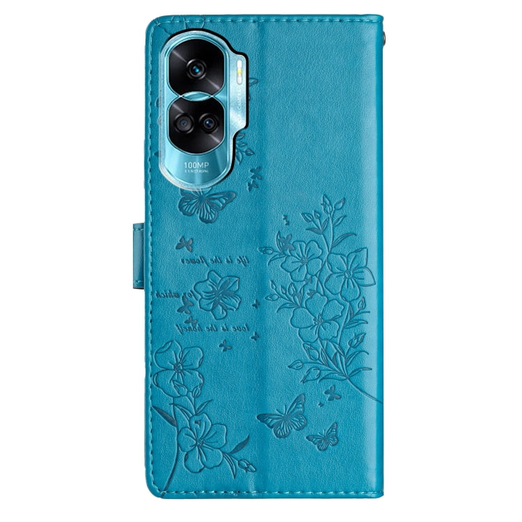 For Honor 90 Lite Butterflies And Flowers Leather Phone Case