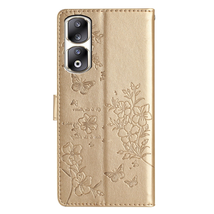 For Honor 90 Pro Butterflies And Flowers Leather Phone Case