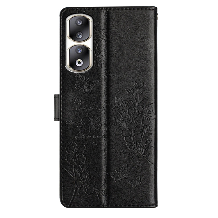 For Honor 90 Pro Butterflies And Flowers Leather Phone Case