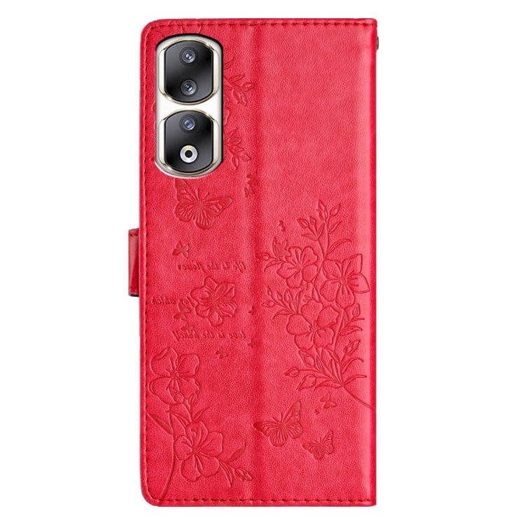 For Honor 90 Pro Butterflies And Flowers Leather Phone Case