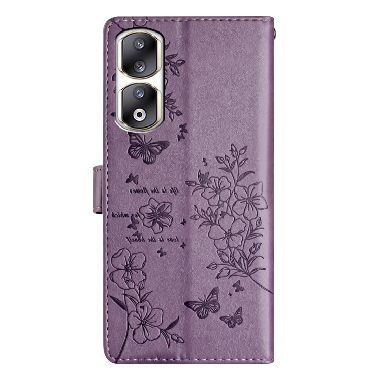 For Honor 90 Pro Butterflies And Flowers Leather Phone Case