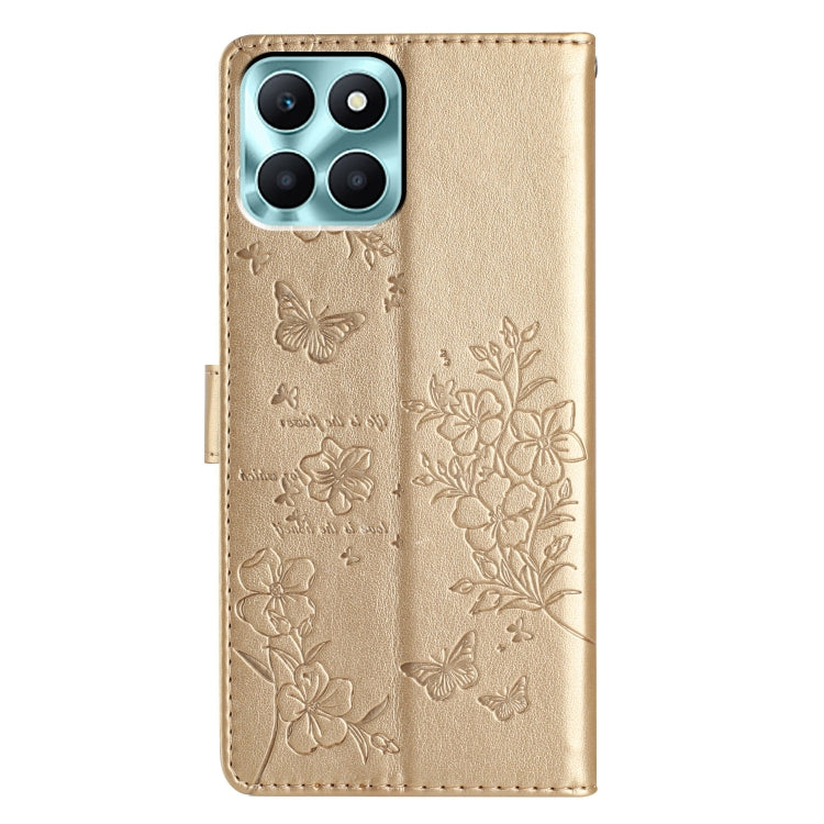 For Honor X6a Butterflies And Flowers Leather Phone Case