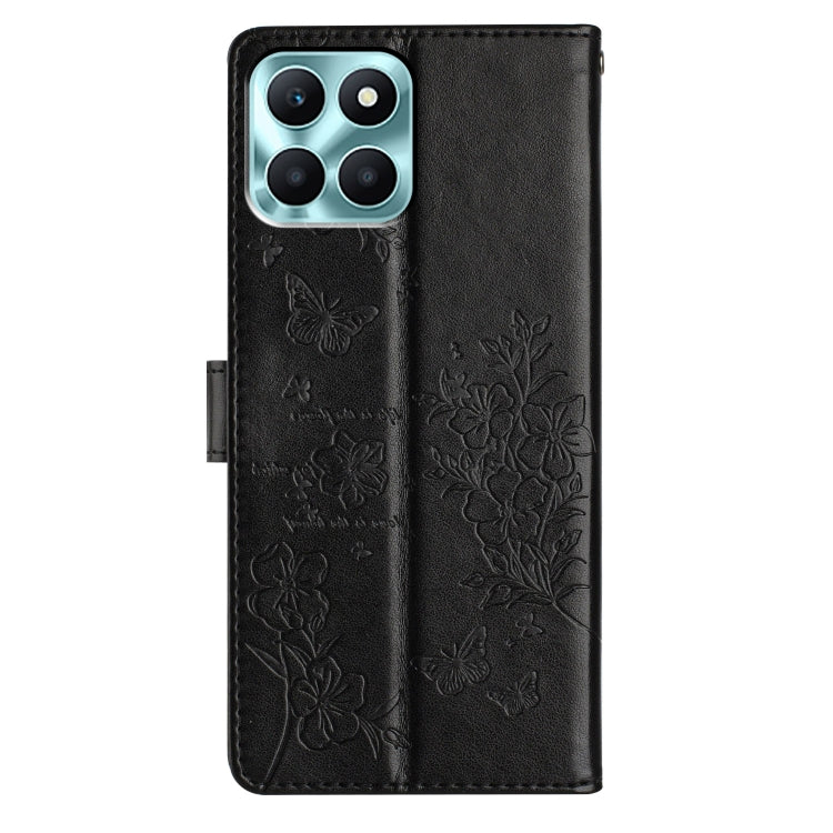 For Honor X6a Butterflies And Flowers Leather Phone Case