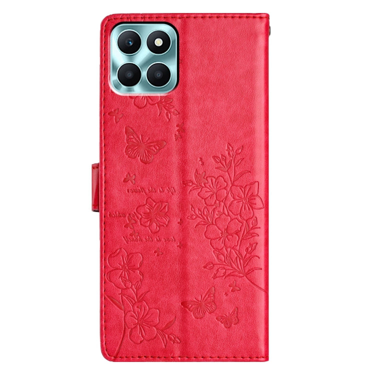 For Honor X6a Butterflies And Flowers Leather Phone Case