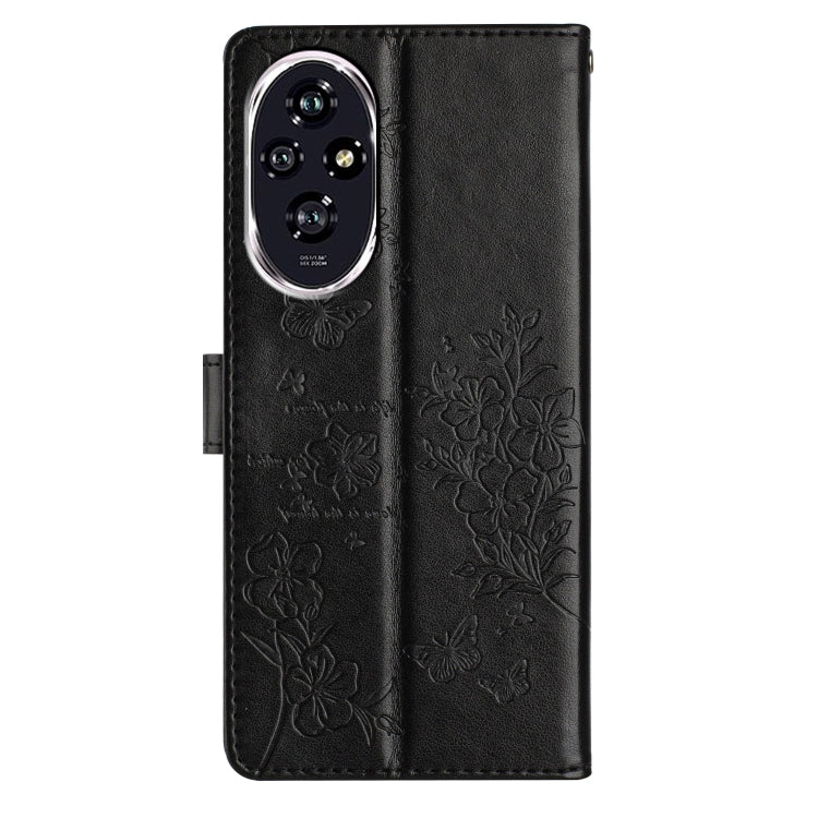 For Honor 200 Butterflies And Flowers Leather Phone Case